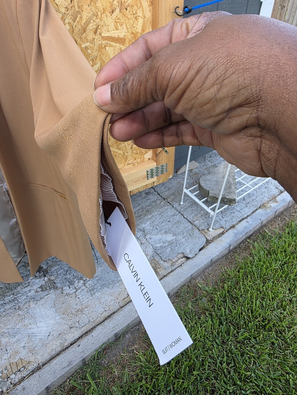 Calvin Klein Women's Mustard Open-Front Blazer Coat - Picture 8 of 16